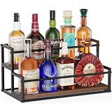 THYGIFTREE リキュールボトルディスプレイシェルフ、2段コーヒーシロップラックオーガナイザー&バーシェルフスタンド お酒、ウイスキー、オリーブオイル、キッチンカウンター、ホームバーストレージ用