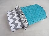 Grey Chevron Blue Dots Minky Baby Blanket by Unknown