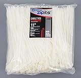 Cambridge ZipIts 1000 pcs- 11 " 75ポンド引張強度、標準Dutyナイロンケーブルタイ、自然契約者パック