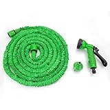 伸びるホース マジックホース 伸縮ホース 改良型 5mが15mに伸びる マジックホース ホースリール 洗車ホース 伸縮 散水ホース ノズル 耐久性 グリーン