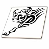 3drose Sven Herkenrath動物 – Tribal Tattoo Bull動物スケッチデザインとブラック色 – タイル 8-Inch-Glass ブラック ct_254231_7