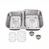 Cahaba ca121332 32 x 20 – 3 / 4 16ゲージステンレススチールダブルボウル40 / 60キッチンシンクwithグリッドセットとドレインアセンブリX