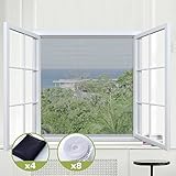 Rabbitgoo 簡易 網戸 内開き窓用 ２枚の値段で４枚を買う 面ファスナー倍増 夏 虫よけ 防塵 塵対策 張り替え カット 手洗いOK マジックテープ式 DIY キット ４枚セット（黒 130 