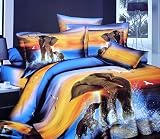 3D Oil Painting Animal Elephant Bedding Sets,(1PC Duvet Cover,1PC Bed Sheet,2PC PillowCase ),100% Co
