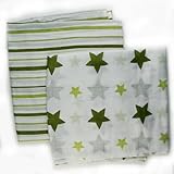 Stars & Stripes Green, Organic Muslin Swaddling Blankets 2 Pack by Bambino Land [並行輸入品]