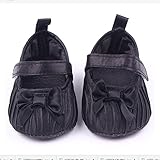 新生児 ベビーガールズ シューズ 靴 滑り止め ソフトソール 赤ちゃん 女の子 ファーストシューズ (12-18M, ブラック)