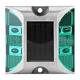 道路ライト4LEDLEDソーラーライトIP67 路面表示灯　道路表示灯　視線誘導 　芝生ランプ　歩道ライト ソーラー充電 防水　省エネ 耐久性 おしゃれ　夜間　耐重量道路 鋲　駐車場(グリーン)