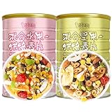 フルーツナッツオートミール オートミール 【500 g/缶】満腹代食粥 栄養朝食 代食美味 インスタント 代食羹 ナッツオートミール フルーツオートミール (フルーツ・オートミール+ナッツ・オートミール（2缶）, 1)