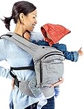 Mo+m Classic Cotton 3 Position Baby Carrier (Stone Grey) - Soft Structured, Ergonomic Sling w/ Mesh 