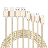 USB Type C ケーブル【4本セット 1m+2m+2m+3m】急速充電 USB-A to USB-C ケーブル ナイロン編み 高速データ転送 タイプc 充電ケーブル iPhone16 iPhone15 Pro Max Plus Xperia Galaxy AQUOS Pixel Arrows Huawei Macbook Pro その他Type-C全機種対応（ゴールド）