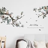 Mestiker ウォールステッカー ピンク 花 水彩 ガッシュ画 絵画風 Art Life 桜 ウォールステッカー 和風壁紙 ウォールアート 鳥 蝶のウォールステッカー wall stickers for living room 壁紙シール キャラクター 142*72cm