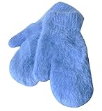 女性のミトン暖かい厚手の手袋冬の手袋を編む、青