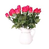 elegantstunning ホーム飾り物　造花　ローズ　 インテリア花　人工観葉植物　薔薇色 10PCS