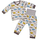 ボーイズ|ベビー|パジャマ[PETIT CADEAU]腹巻付長袖パジャマ|上下セット|恐竜柄|寝間着|ニットキルトパジャマ|男の子|男児 95cm MG-モカグレー