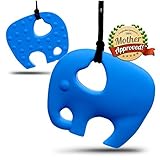 Mother Approved Teething Necklace Baby Sky Blue Elephant Includes Dry Bag and Certificate [並行輸入品]