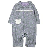 《H28年秋冬物》(日本製) Pample Mousse(パンプルムース)  ランダム接結水玉柄動物ワッペン付きカバーオール 80cm /GY NO.DP-63509