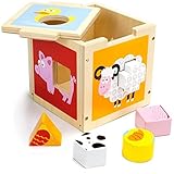 Toddler Girlsおもちゃ、木製Wonders Barnyard Sorting Cube Boys Kidsプレイセットおもちゃ