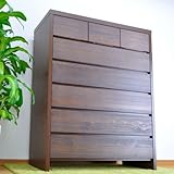 幅105cm 高さ130cm　105ハイチェスト 6段 日本製 国産 バレン仕上げ インセットタイプ 和風 デザイン 高級タンス (ブラウン) AYU-3-040-ＢＲ