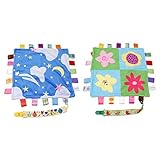 LAIMALA Baby Teething Cloths Teething Blanket with 2 Pacifier Clips Ultra Soft Coral Fleece [並行輸入品]