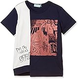 (ハッカキッズ) hakka kids シャープ天竺 切替ダイナソーTシャツボーイズ(UVケア) 100 ネイビー