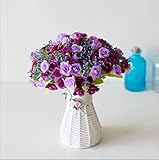 1ブーケ21頭の人工プラスチックローズシルクフラワーフェイク花ホームウェディングパーティーの装飾 (One Size, 紫の)