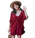 「小丸子の花轮クン」スイムウェア おしゃれ マタニティ チュニック付き 水着 妊婦 ふくよか かわいい おしゃれ 妊婦 用 産前 産後 大きいサイズ (3XL, レッド)