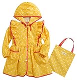 NEKOCAT キッズ 子供用レインコート女の子レインウエア ドット柄 収納ポーチ付き L