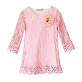 Pettigirl 子供レースフラワードレスベビー服夏服装　ピンク　5歳 [並行輸入品]