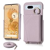 Google Pixel 7a ケース 手帳型 女性 おしゃれ グーグル ピクセル 7a スマートケース 軽量薄型 シンプル ピクセル7A 携帯ケース 韓国 肩掛け 斜めがけ ストラップ Pixel 7A カバー 背面カードポケット付き 耐衝撃 Pixel7a 6.1 インチ 対応 スマホカバー ミラー 化粧鏡付き 横置き可 便利 多機能 落下保護 (杏色, Pixel 7a)