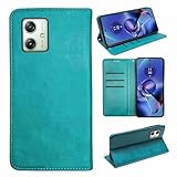 Moto G64 5G / G64Y 5G ケース 手帳型 moto g64 5G 用のカバー 財布型 肌感レザー アクオス moto 用の 携帯ケース レザー 財布型 全面保護 耐衝撃 内蔵カード枚カード収納 スタンド機能 スマホケース 着脱しやすく PCduoduo (シアン, Moto G64 5G / G64Y 5G)