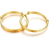 Ethlyn 2pcs/lot 18K Gold Plated Kids Baby Expandable Adjustable Charm Bangles &bracelets Birthday gifts for little girls boys