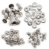 バネホック ホック ボタン レザークラフト ハンドメイド (12mm, シルバー)