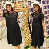 【10000108633】ウエスト切替 膝下丈 フェミニン プリーツスカート 授乳服 ワンピース (フリー, グレー)