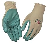 KINCO 1891W-L Women's Nitrile Gripping Gloves, Tan Knit Shell, Large, Green by KINCO INTERNATIONAL