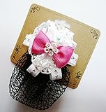 オリジナル ハンドメイド ホワイトバレリーナ ホワイトフラワー リボン パール ローズ ラインストーン　 バレッタネット No.75