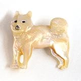 犬 右向き ブローチ 夜光貝製