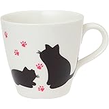 金陶苑 温度で色が変わるマグカップ 温感 お湯で変化 300ml ネコ 猫 箱入り 日本製 ホワイト