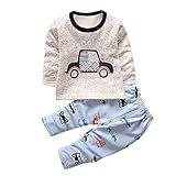 (ベビーゴー)babygo子供服 春秋 キッズ ジュニア 女の子 男の子 スウェット 上下2点セット クルマ・グレー 110