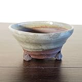信楽焼 植木鉢 手ひねり足付山草鉢 浅 白萩釉 外径12cm 3個入り