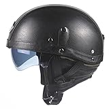 ハーレーオートバイヘルメット レトロパーソナリティヘルメット ハーフヘルメット 夏のペダルオートバイクルーザーレザーヘルメット 3色可選 男女兼用 DOT、SGS、FMVSS 218認証