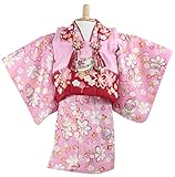 ベビー キッズ 被布セット 着物 女の子 和装 ベビー服 80cm 1歳 ピンク色 梅 手鞠 疋田