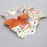 ベビー ビブ よだれかけ スタイ 360度回転 花びら型 食事用 出産のお祝いギフト 柔らかい 男女共用 4枚