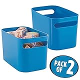(Blue) - mDesign Kids/Baby Toy Storage Bin for Dolls, Modelling Clay, Blocks, Cars - Pack of 2, Blue