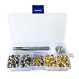 200set 両面ハトメの玉 真鍮 穴径6mm 金銀 リベット カバン／靴／ベルト 飾り用 収納ケース付き