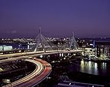 ボストン、MA – フォト – Leonard p. Zakim Bunker Hill Bridge At Night。- - - - - - -ハイスミス 44in x 36in H12041_4