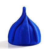 とんがり ニット帽 キッズ ねじり帽 秋冬 選べる19色 (ブルー（裏起毛）)