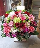 ＴＶチャンピオン出場【今旬フラワーアレンジメント 8,000円 ナチュラル 赤・ピンク系】誕生日 花　誕生日 プレゼント 女性 フラワーアレンジメント 開業開店祝い 花 劇場 楽屋花 ギフト お見舞い