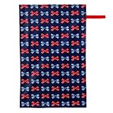 赤ちゃんにやさしい安心おむつ替えシート（日本製） 防水　コンパクト収納　出産祝い　ポルカドットとストライプのフレンチリボン(スケアー地・ネイビー)　B0704500　日本製