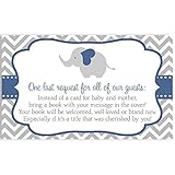 Elephant Baby Shower Bring A Book Inserts Navy Blue Boys Gray Chevron Stripes Sprinkle Little Peanut