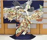 お宮参り着物 男の子 初着 産着　om-m-403 【家紋入れ（五ツ紋）無料，お守りフードセット，贈答用化粧箱，きもの保存用たとう紙 プレゼント！】